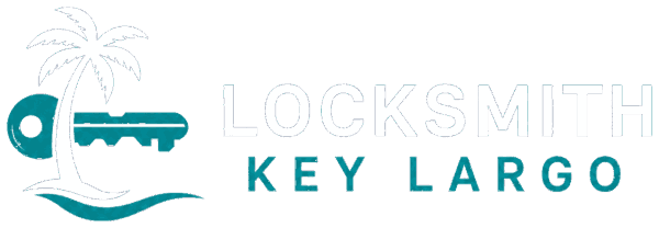 Locksmith Key Largo logo with palm tree, key, and wave